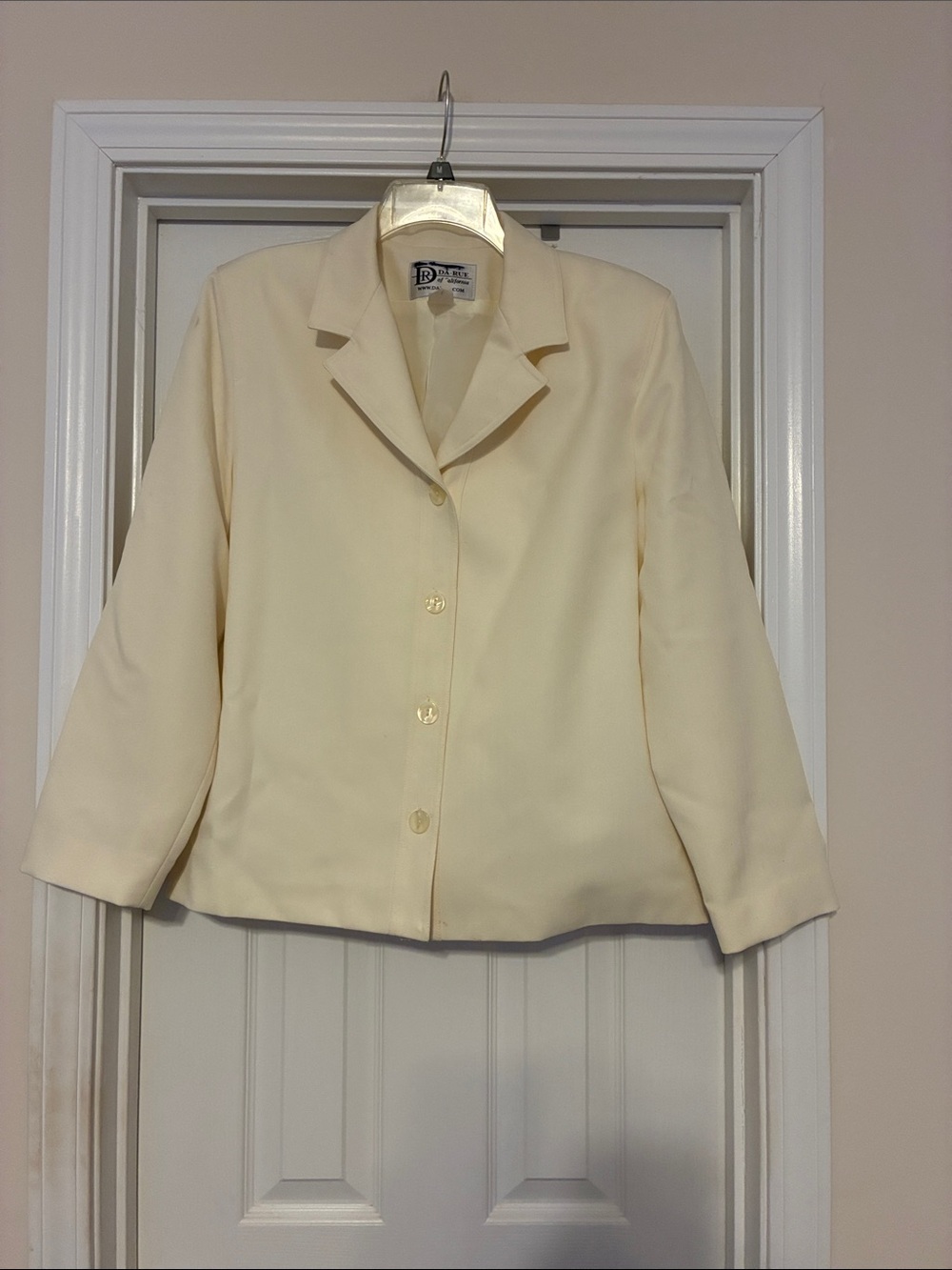 Da-Rue‎ of California Cream Tailored Button-Front Women's Blazer size 12